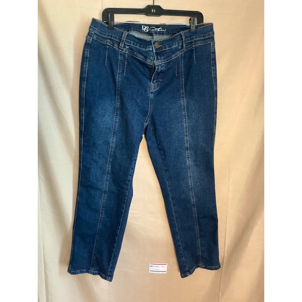 Diane Gilman DG2 Straight Leg Jeans Women 16PW Blue Excellent Front Seam Crop